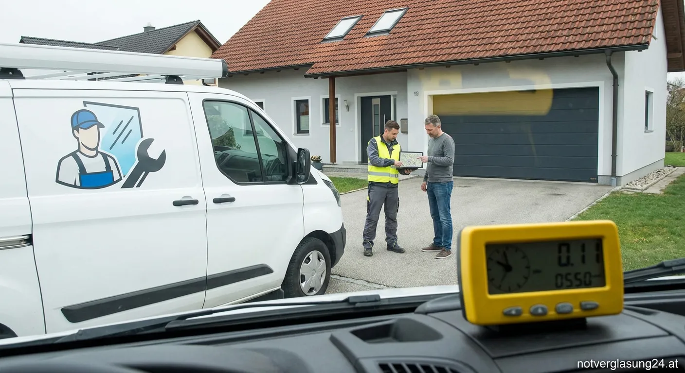 Glaser notiert Anfahrtskoordinaten am Tablet