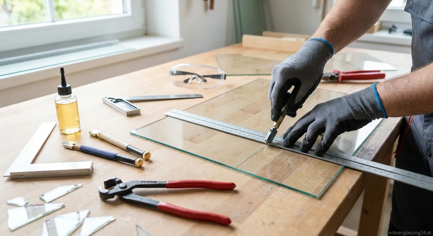 Glas schneiden mit professionellem Werkzeug