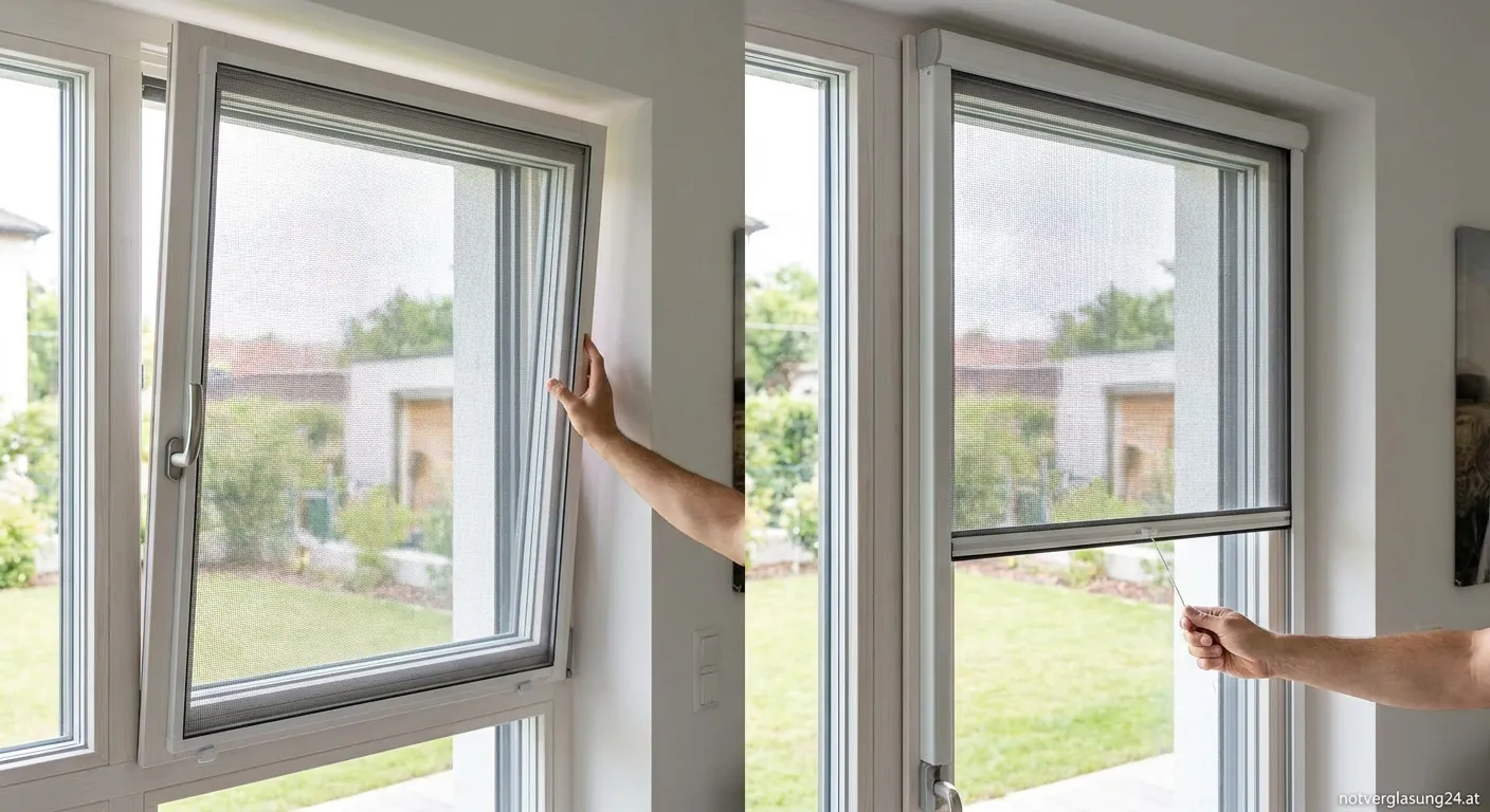 Insektenschutzgitter für Fenster Vergleich Rahmen und Rollo