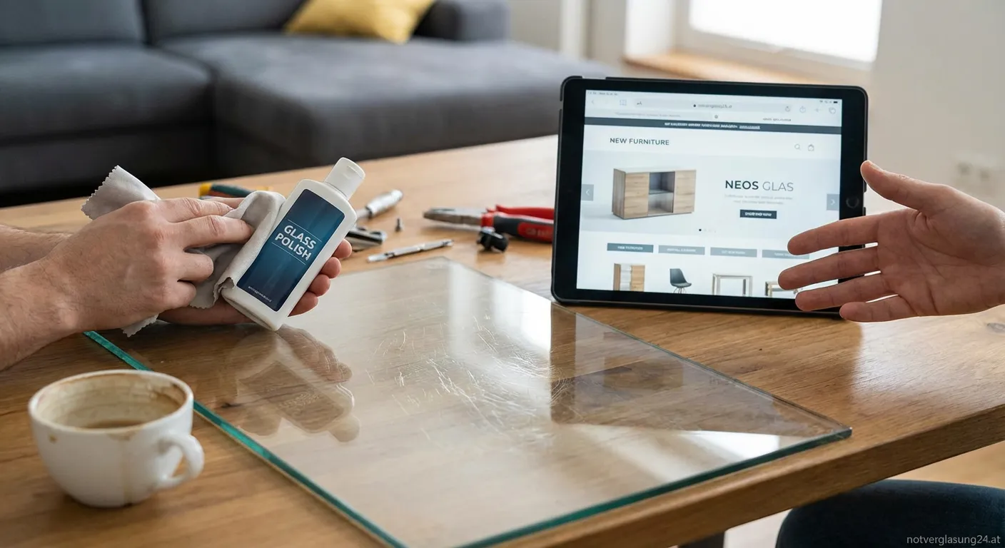 Glastisch mit Kratzern im Detail – polieren oder ersetzen?