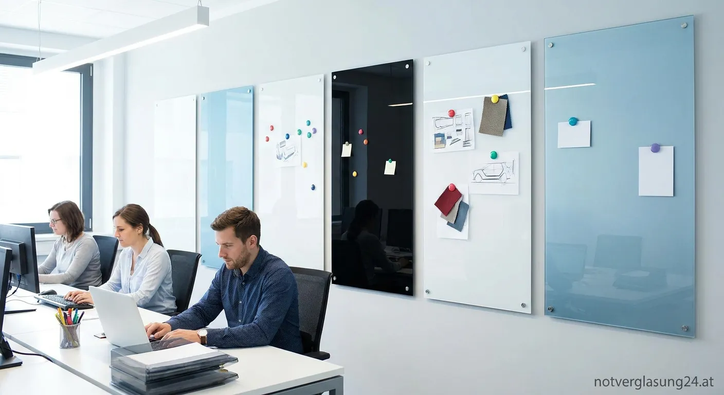 Moderne magnetische Glastafeln für das Büro an einer Wand