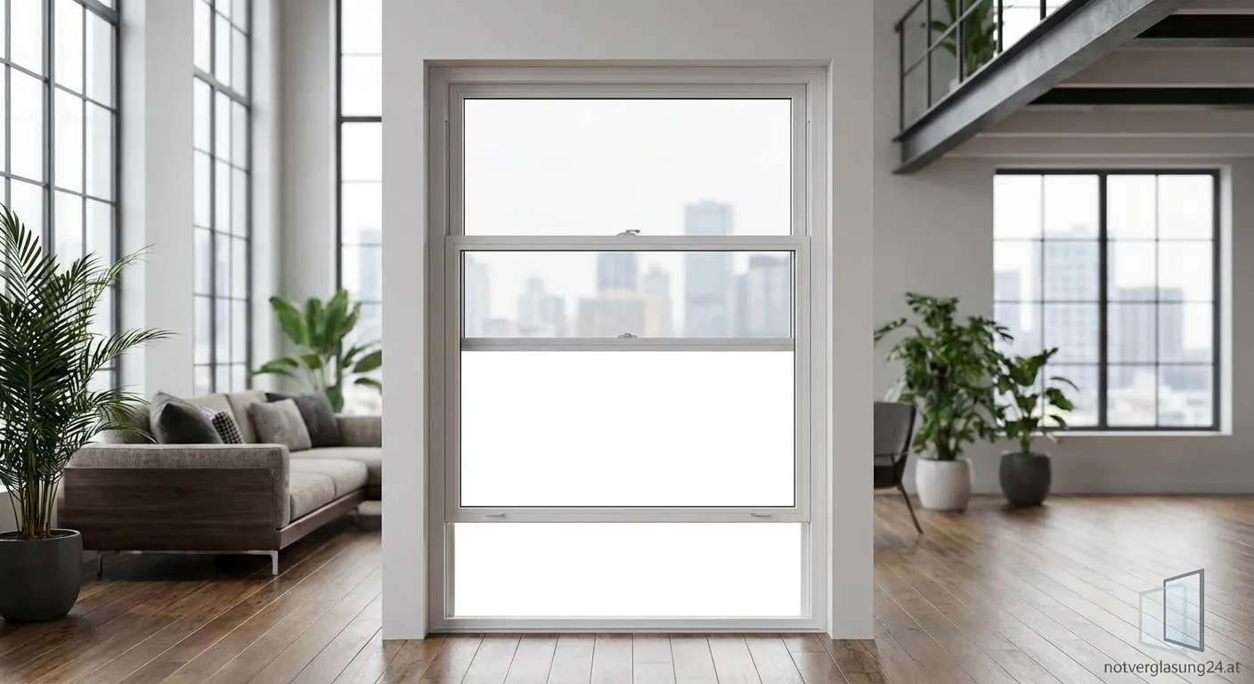 Modernes Schiebefenster vertikal im Wohnzimmer