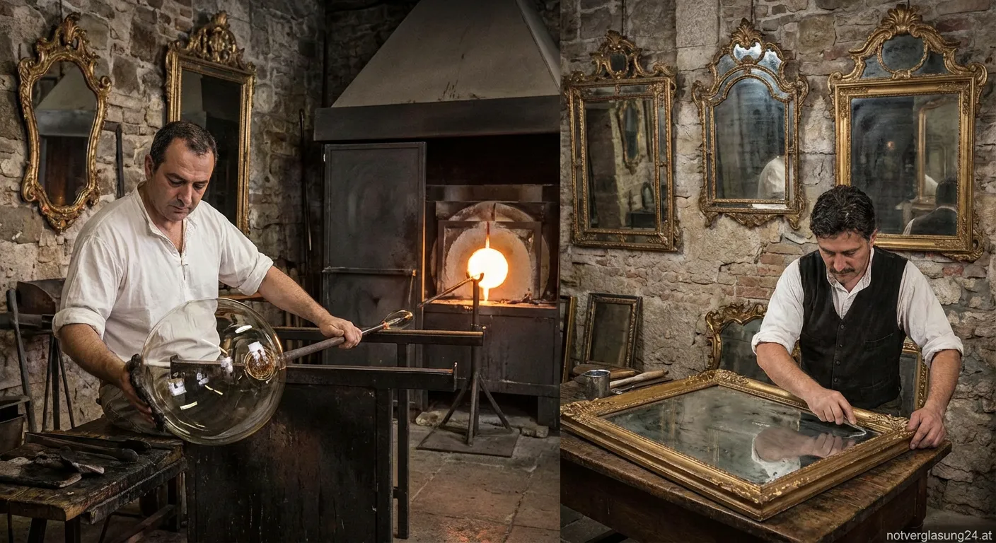 Antiker venezianischer Spiegel aus Murano Glas